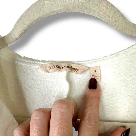 Soft Surroundings Soft White Peter Pan Collar Fleece Pullover Tunic Sweater - Picture 4 of 5